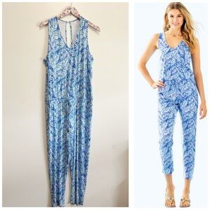 Lilly Pulitzer Blue Leaf Print Jumpsuit